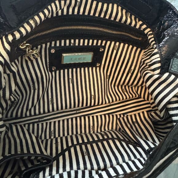 L.A.M.B. Gwen Stefani Stylish Black and White Nylon and Patent Shoulder Bag - Picture 2 of 15